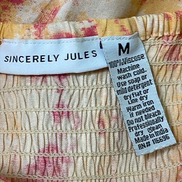 Sincerely Jules Womens Tie Dye Orange/Pink Spaghetti Strap Sundress Size Medium - Picture 12 of 14